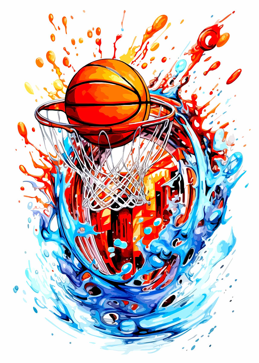 'Basketball Splash Art' Poster, picture, metal print, paint by Eduardo ...