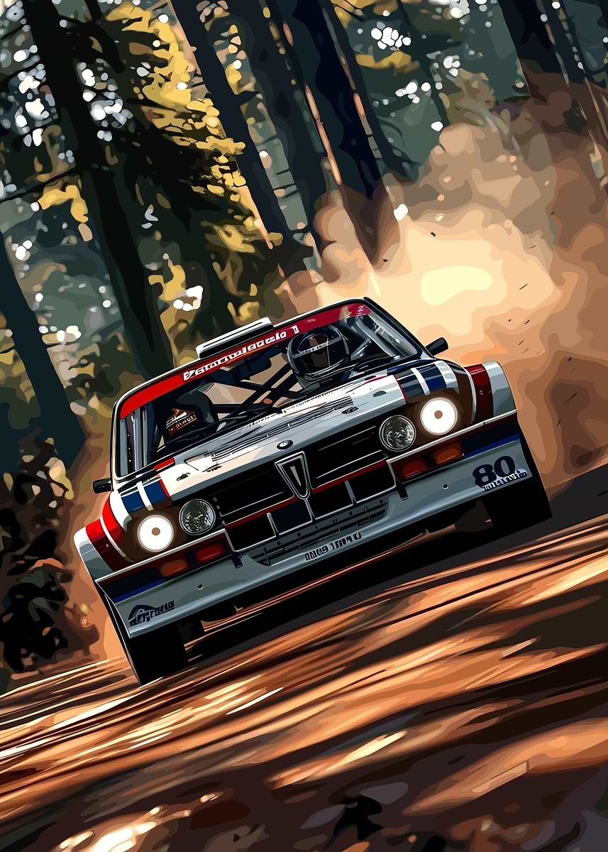 Forest Racing Background 'Rally Car Racing Through Forest' Poster, picture, metal print, paint ...