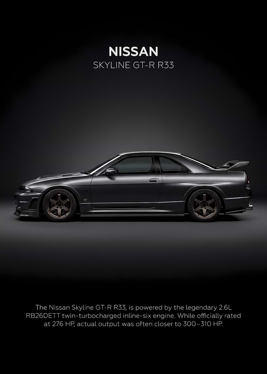 Repainted R33 Gtr 'Car GT-R R33 Minimalist' Poster, picture, metal print, paint by Illust ...