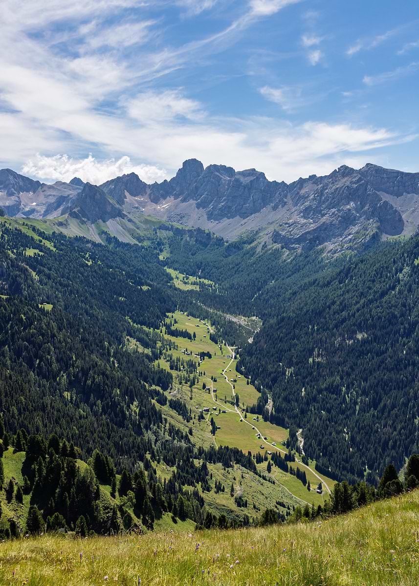 'Alpine Valley with Mountains and Forest - Col Valvacin - Buffaure ...
