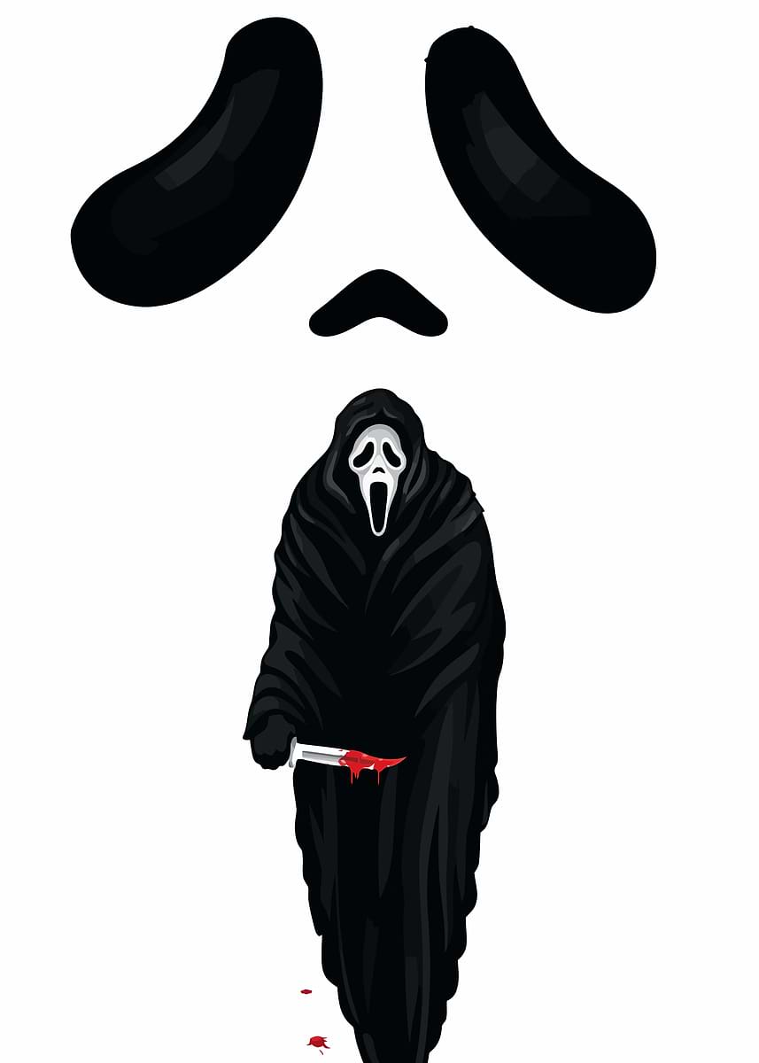 Pyrography Ghostface 'Ghostface with bloody knife' Poster, picture, metal print, paint by ...