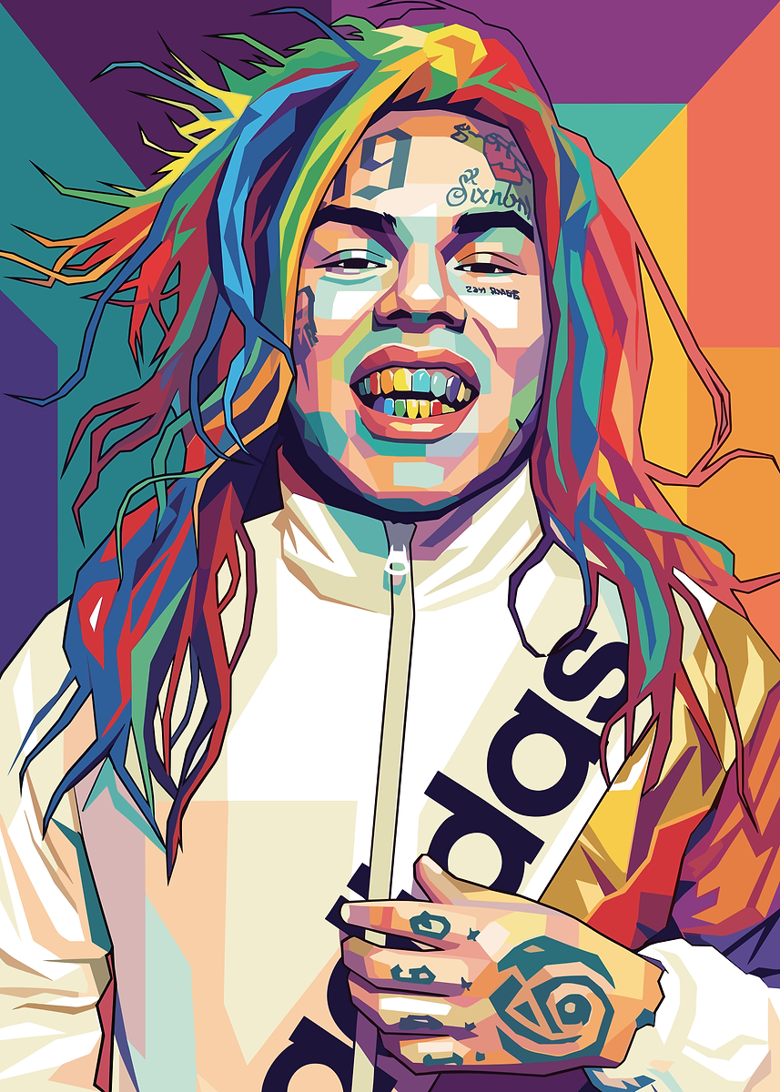 Tekashi 6ix9ine Pop Art Portrait' Poster, picture, metal print