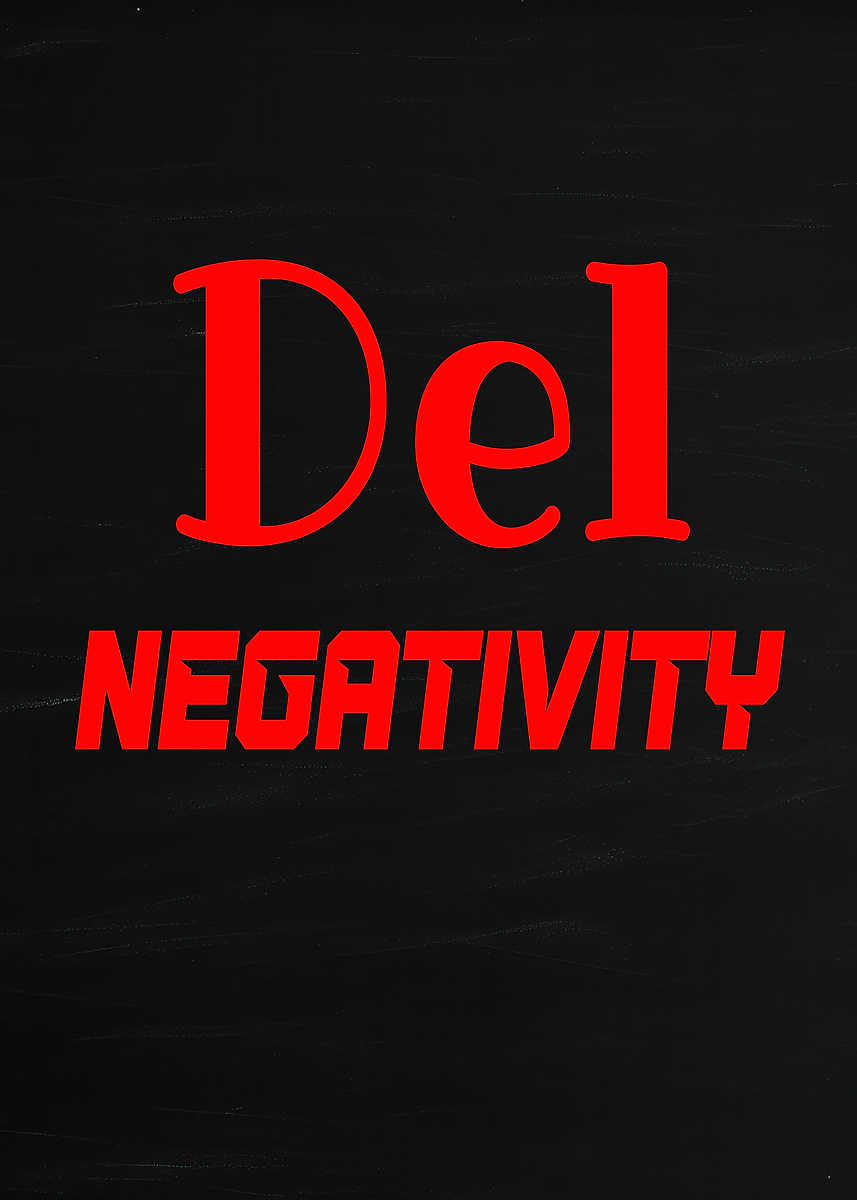 Negativity Text 'Del Negativity Text Art' Poster, picture, metal print, paint by ...