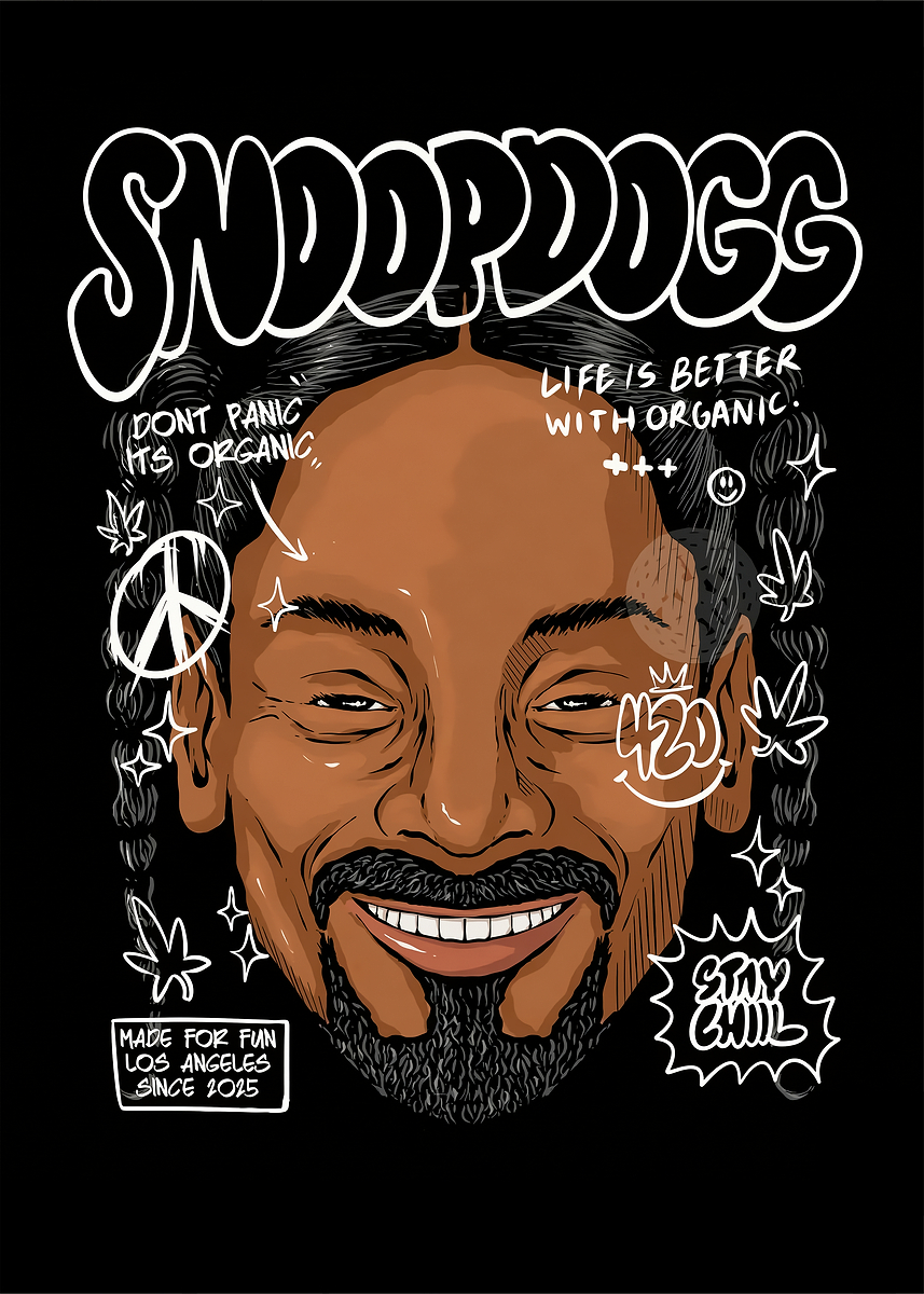 Snoop Dogg Portrait with Cannabis Art' Poster, picture, metal
