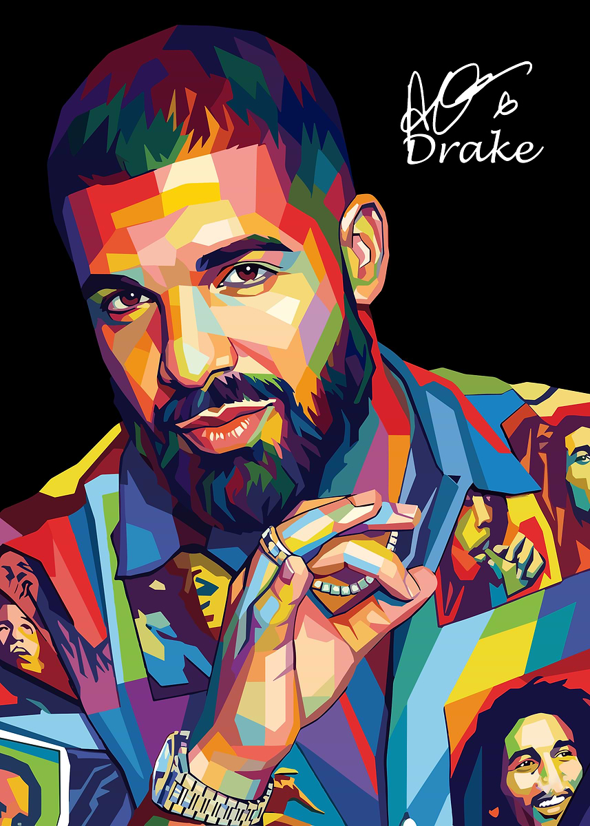 Popstyle Drake Colorful 'Drake Pop Art Portrait' Poster, picture, metal print, paint by Azza ...