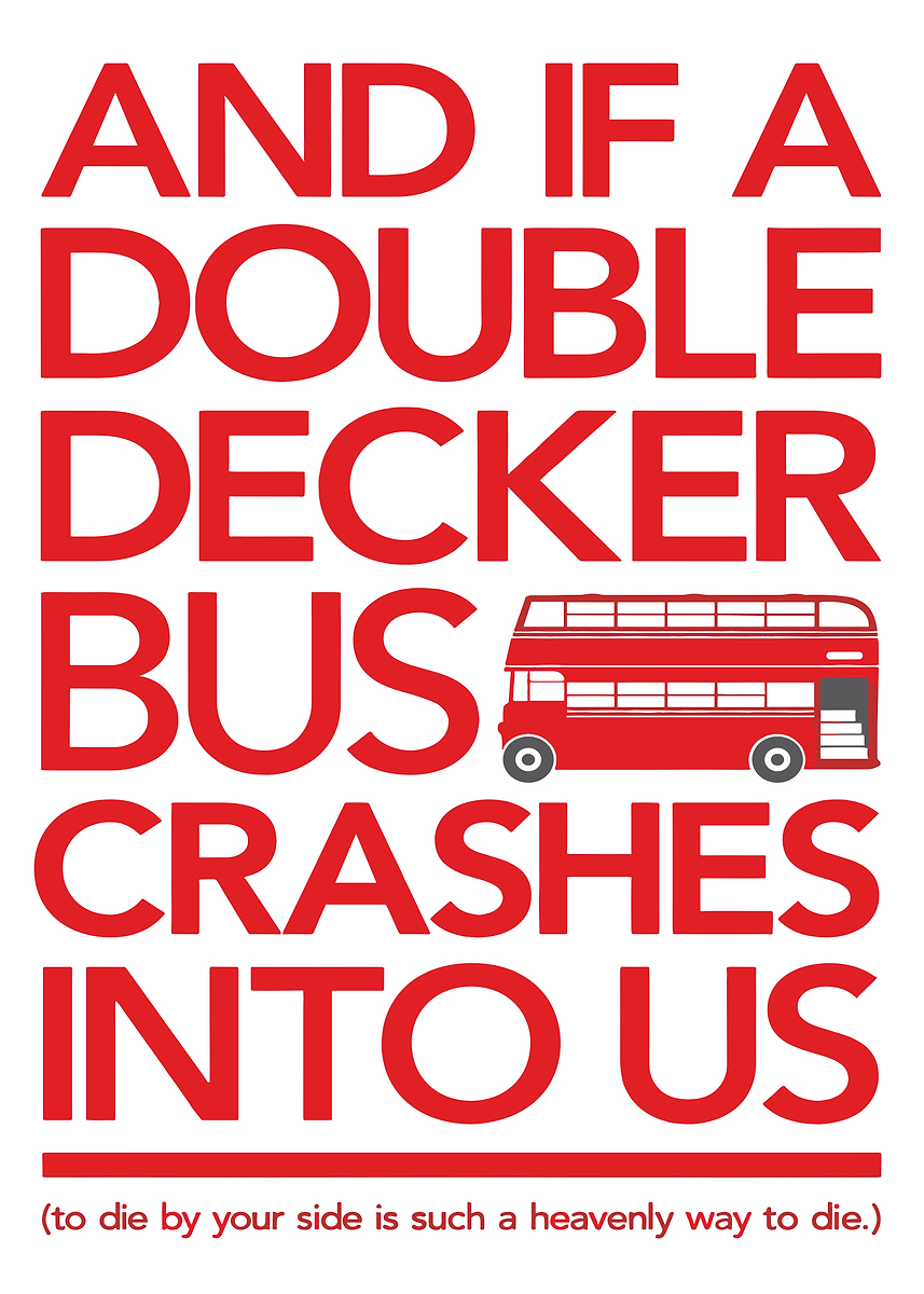 'Double Decker Bus Crash Text Art' Poster, picture, metal print, paint ...