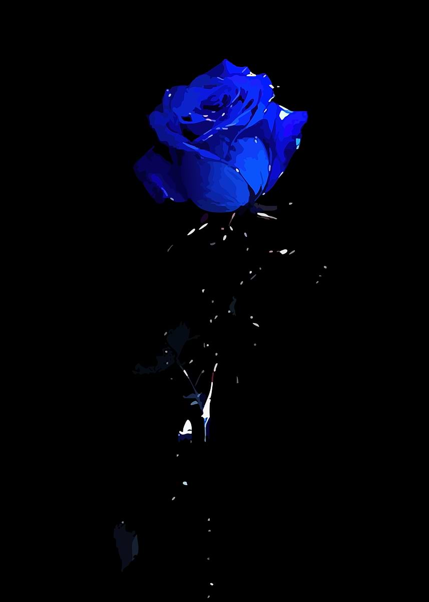 Small Blue Roses Falling 'Blue Rose with Falling Petals' Poster, picture, metal print, paint by ...