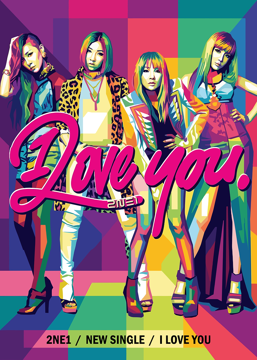 2NE1 'I Love You' Pop Art Poster' Poster, picture, metal print