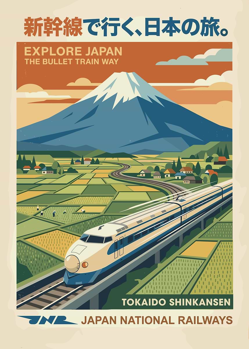 Bullet Train Journey Through Japan' Poster, picture, metal print