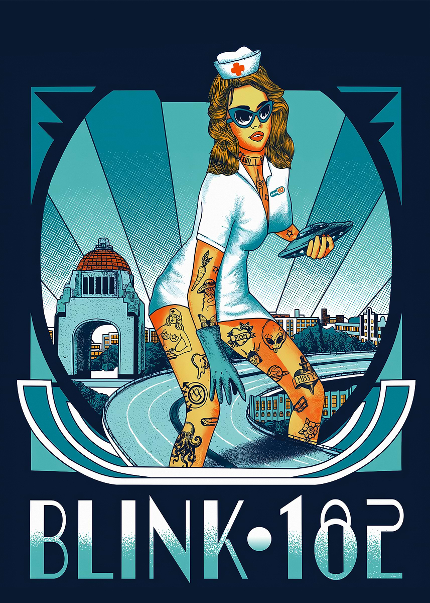 Blink-182 Nurse with UFO' Poster, picture, metal print, paint by