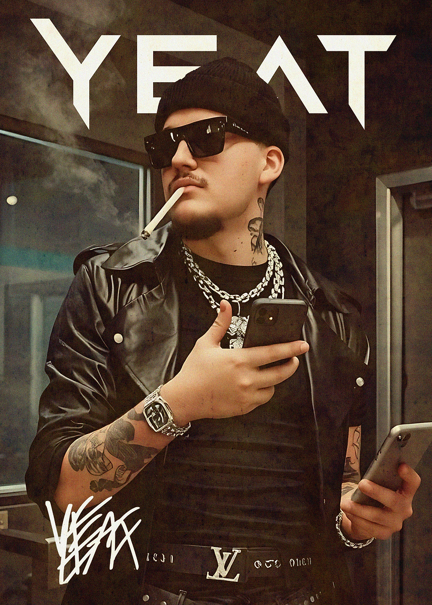 Yeast Rapper 'Rapper Yeat Smoking ' Poster, picture, metal print, paint by Rose Art ...