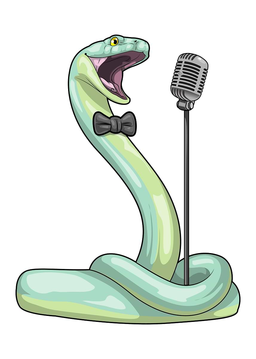 'Snake Singing Microphone' Poster, picture, metal print, paint by ...