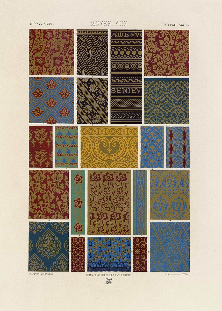 'Medieval Textile Patterns' Poster, picture, metal print, paint by ...