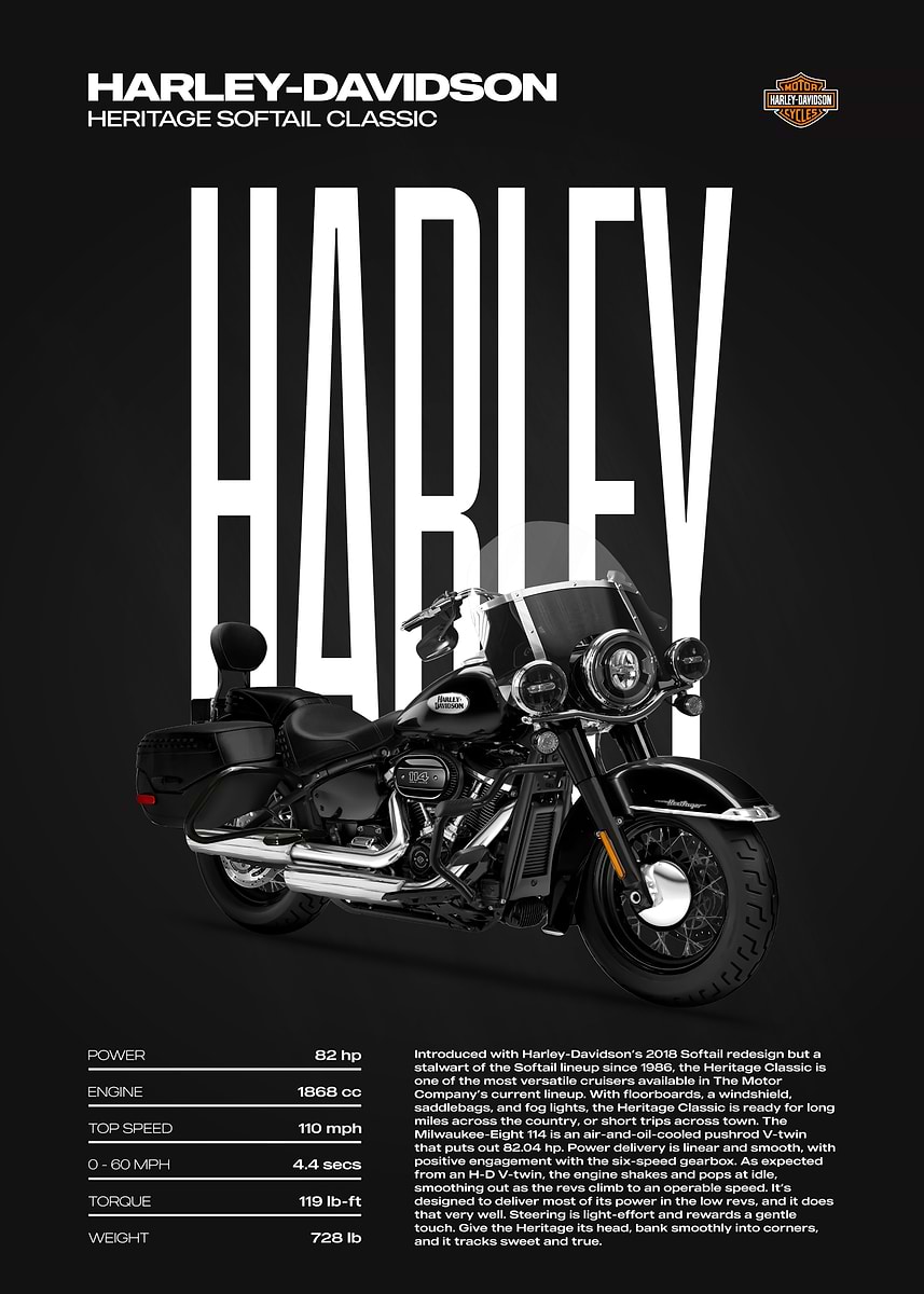 Harley-Davidson TOKORO 1800 額装ポスター Harley-Davidson® Hill
