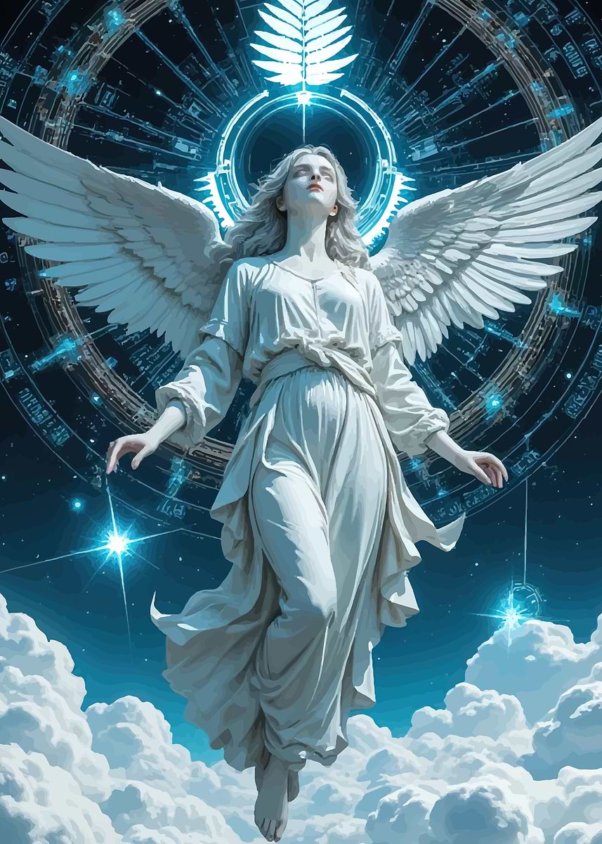 Angel in Cosmic Setting' Poster, picture, metal print, paint by