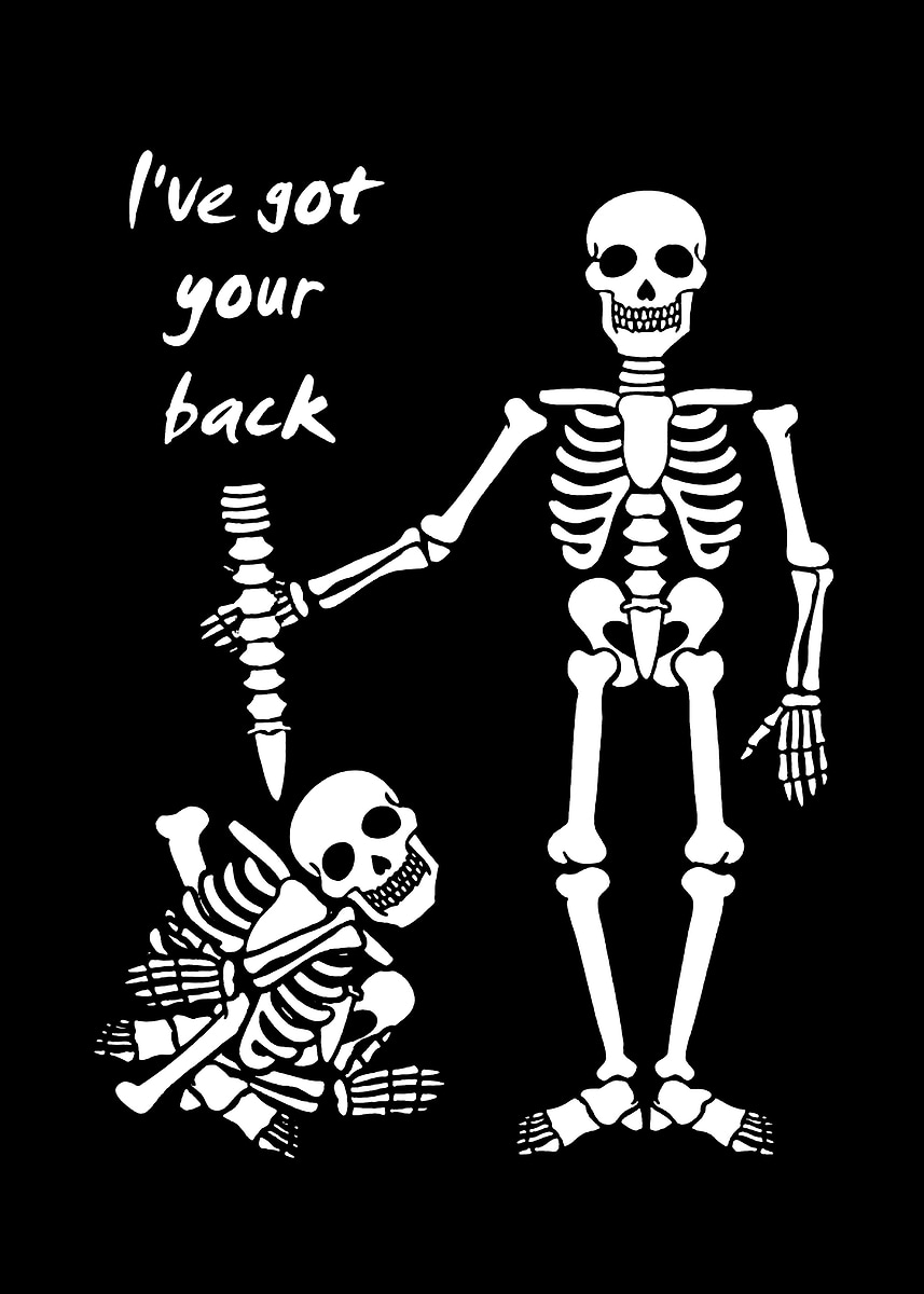 'Skeleton Helping Another Skeleton' Poster, picture, metal print, paint ...