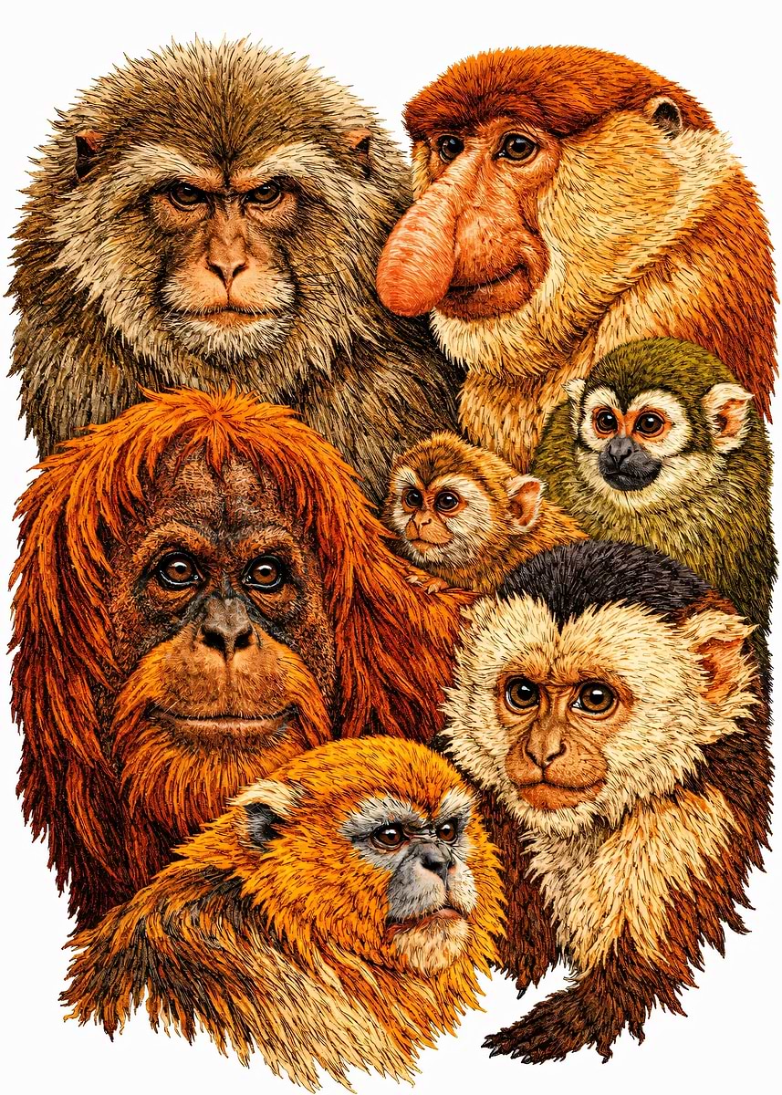 Primates Collection 'A Primate Portrait Collection' Poster, picture, metal print, paint by ...