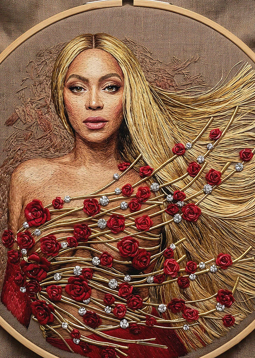 'Beyoncé Embroidery Art' Poster, picture, metal print, paint by Music ...