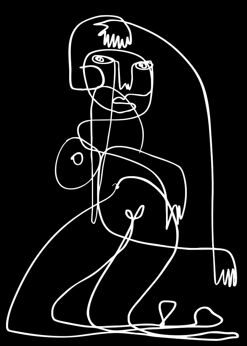 'Abstract Line Art Portrait' Poster, picture, metal print, paint by ...