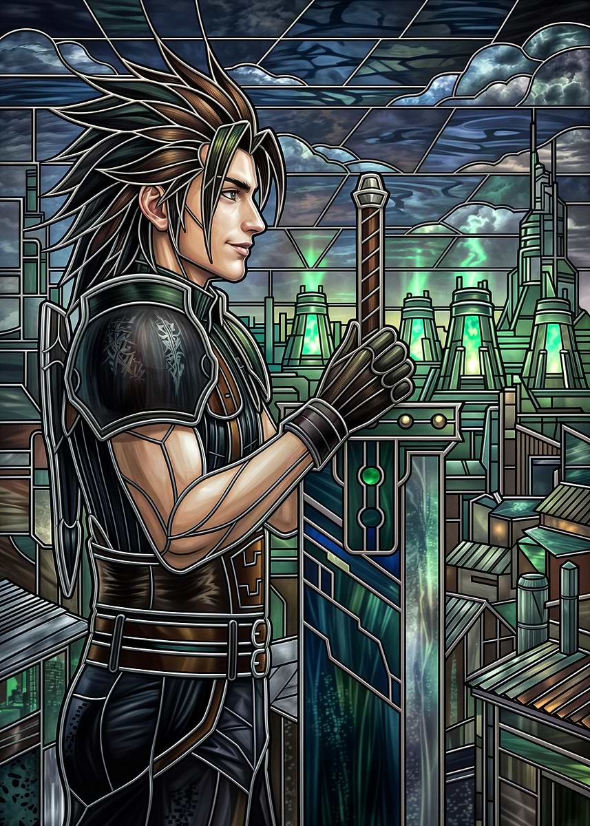 版画 ZACK Zack Fair in Stained Glass Style' Poster, picture, metal print