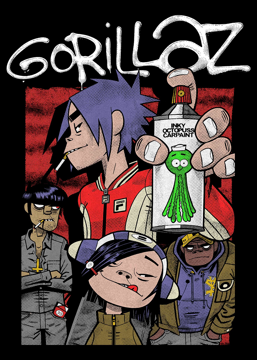 Gorillaz Band with Spray Paint' Poster, picture, metal print