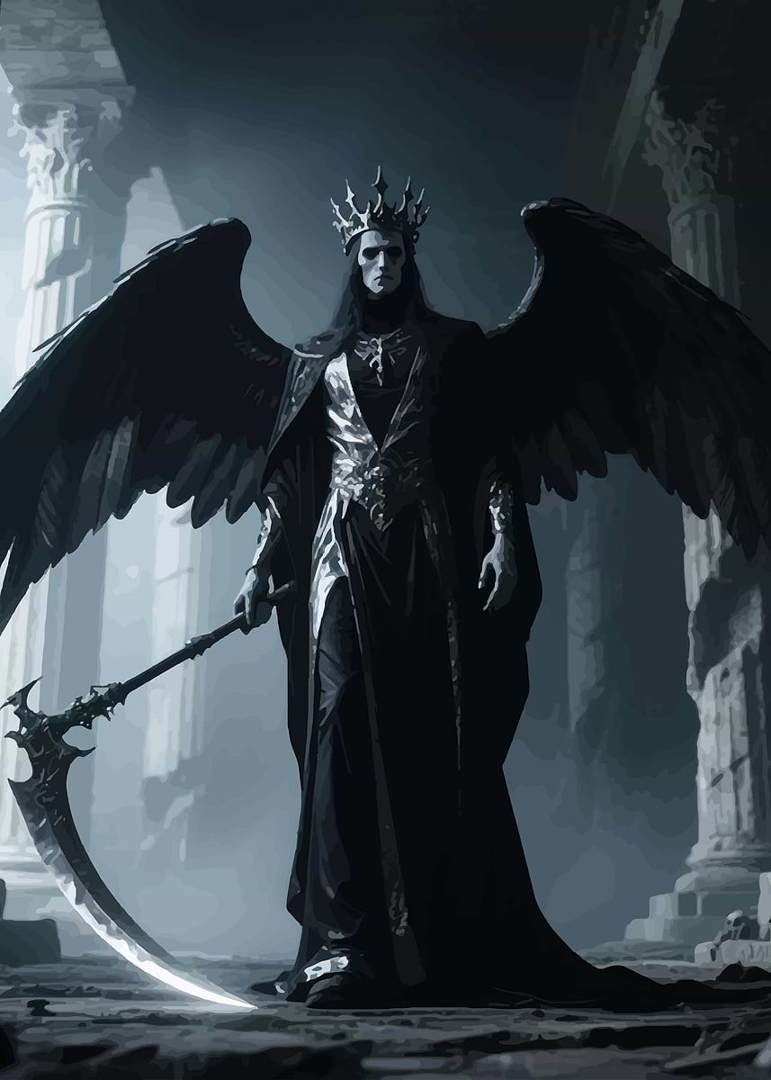 Dark Angel with Scythe and Crown' Poster, picture, metal print