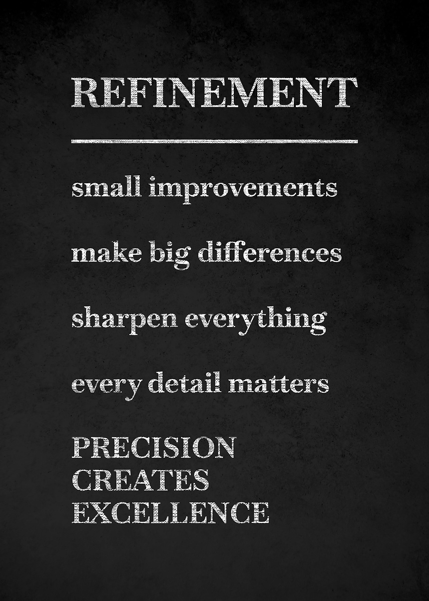 'Refinement quote on chalkboard' Poster, picture, metal print, paint by ...