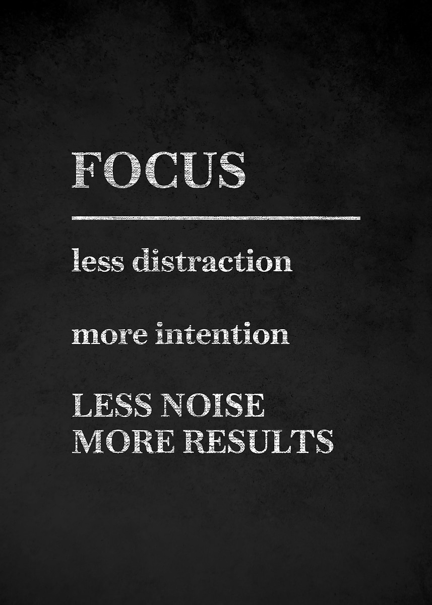 Text Focus Poster 'Focus Motivational Text Art v2' Poster, picture, metal print, paint by ...