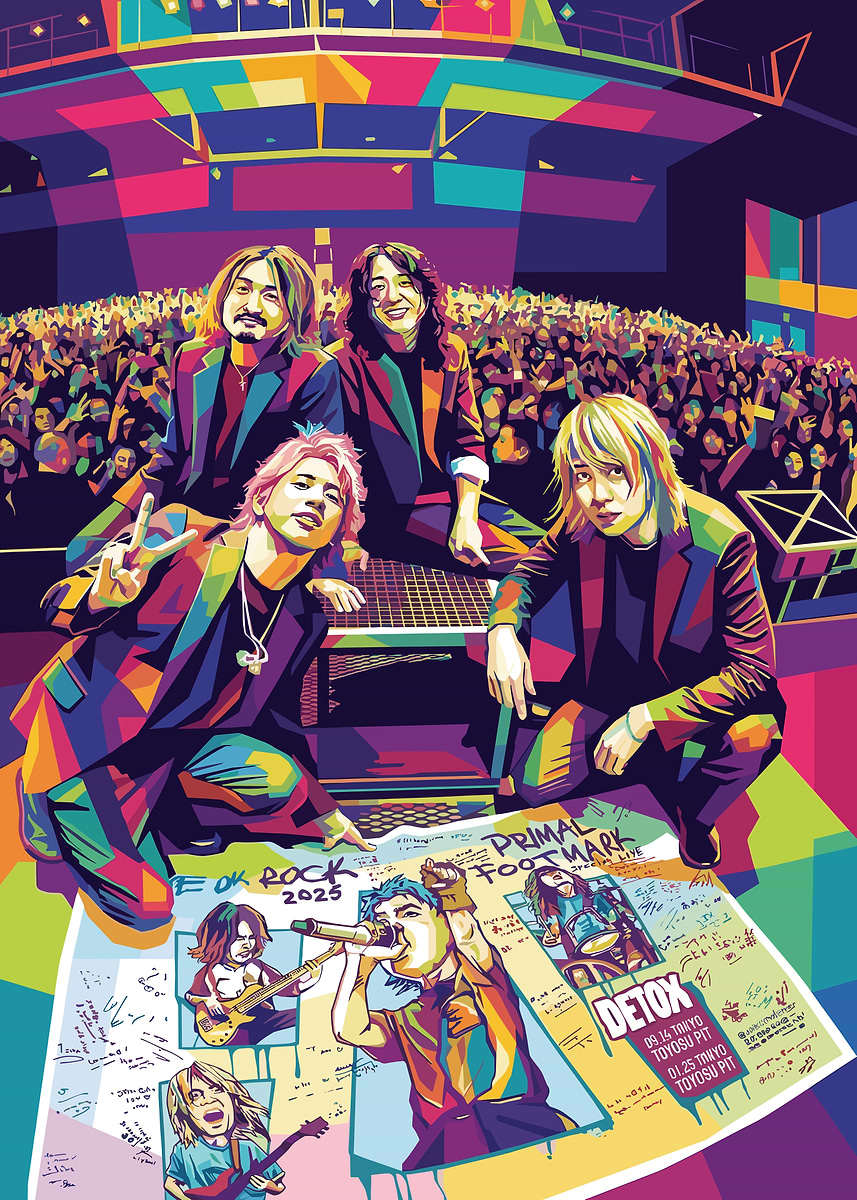 ONE OK ROCK Pop Art Concert Poster' Poster, picture, metal print