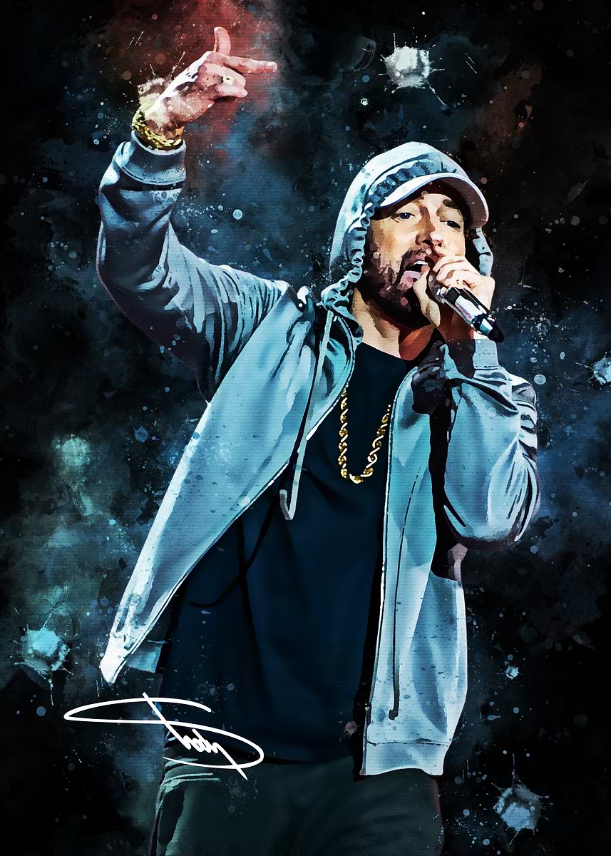Eminem プロモーションポスタ－ Eminem Performing on Stage' Poster, picture, metal print, paint by