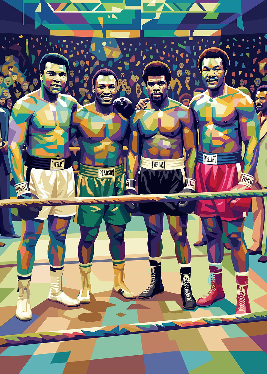 'Four Boxing Legends in the Ring' Poster, picture, metal print, paint ...