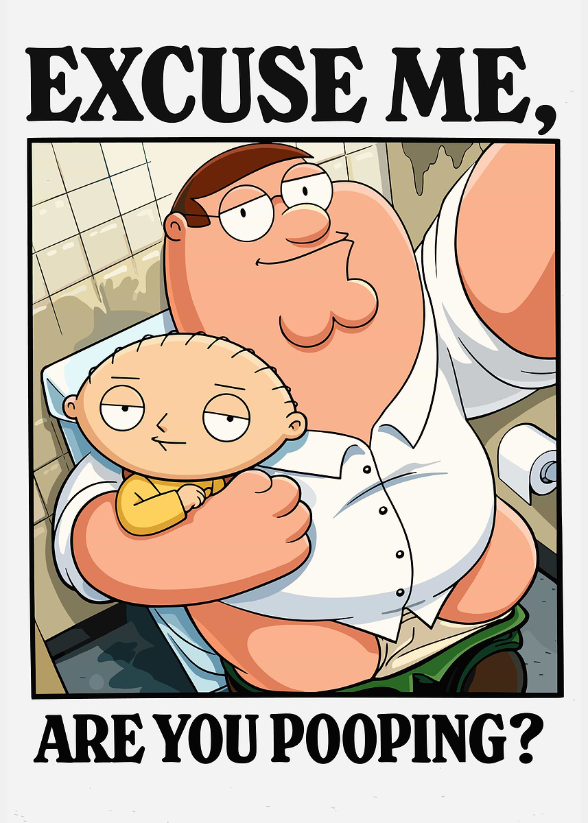 Peter Griffin And Stewie In The Bathroom Poster Picture Metal Print peter-griffin-and-stewie-in-the-bathroom-poster-picture-metal-print