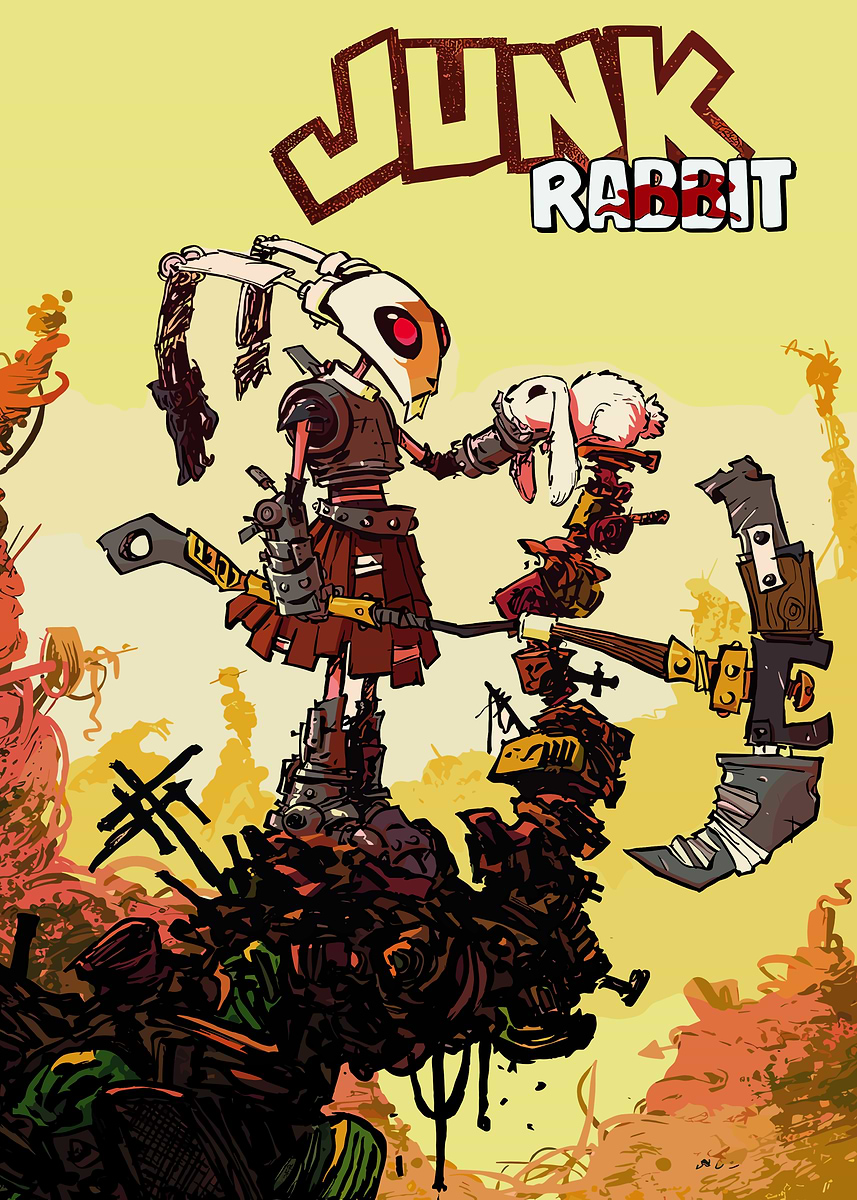 'Junk Rabbit Robot Character' Poster, picture, metal print, paint by ...