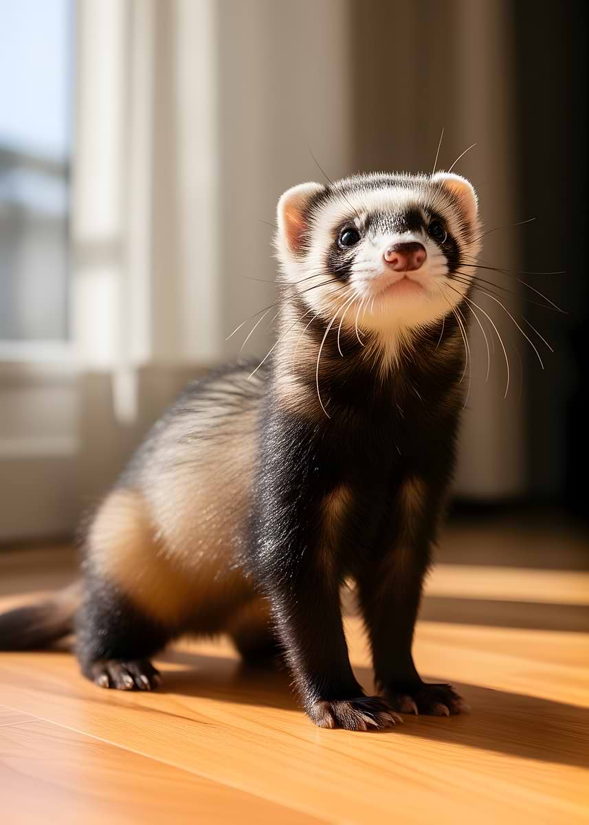 'Curious Ferret in Sunlight' Poster, picture, metal print, paint by ...