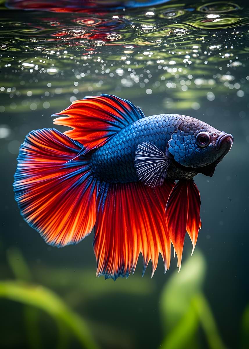Maxi Fish 'Betta Fish Underwater' Poster, picture, metal print, paint by FINAL ...