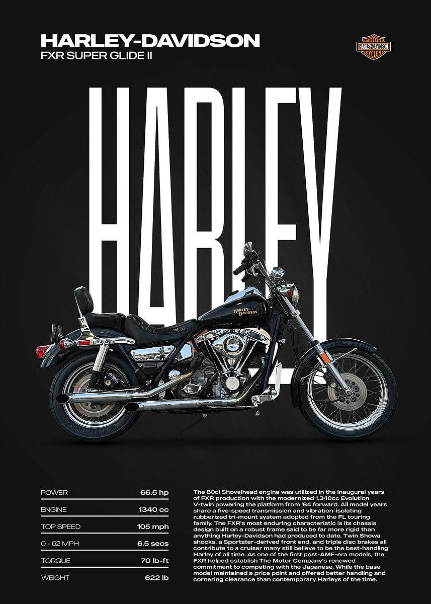 Harley-Davidson FXR Super Glide II Motorcycle Poster' Poster