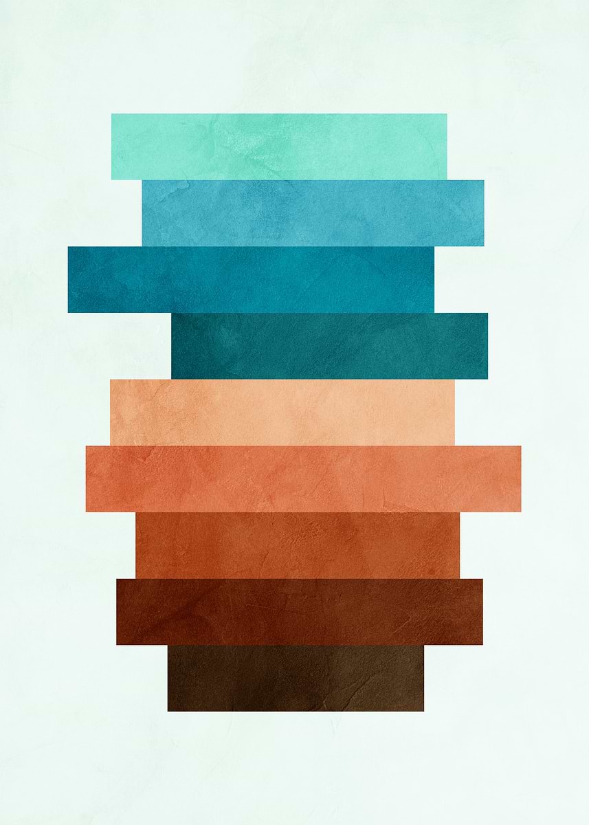 'Abstract Stacked Color Blocks' Poster, picture, metal print, paint by ...