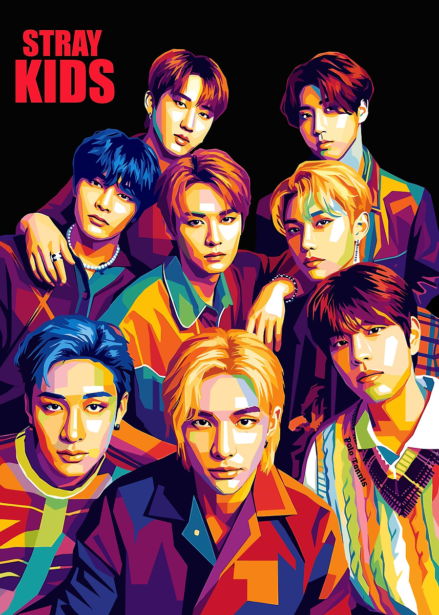 103ｃｍ×73ｃｍ 超特大B1 ポスター Stray Kids Stray Kids Pop Art Portrait' Poster, picture, metal print, paint