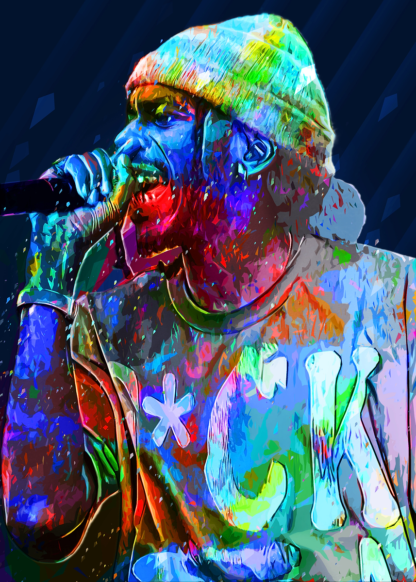 'Colorful Rapper Performing Knucks' Poster, picture, metal print, paint ...