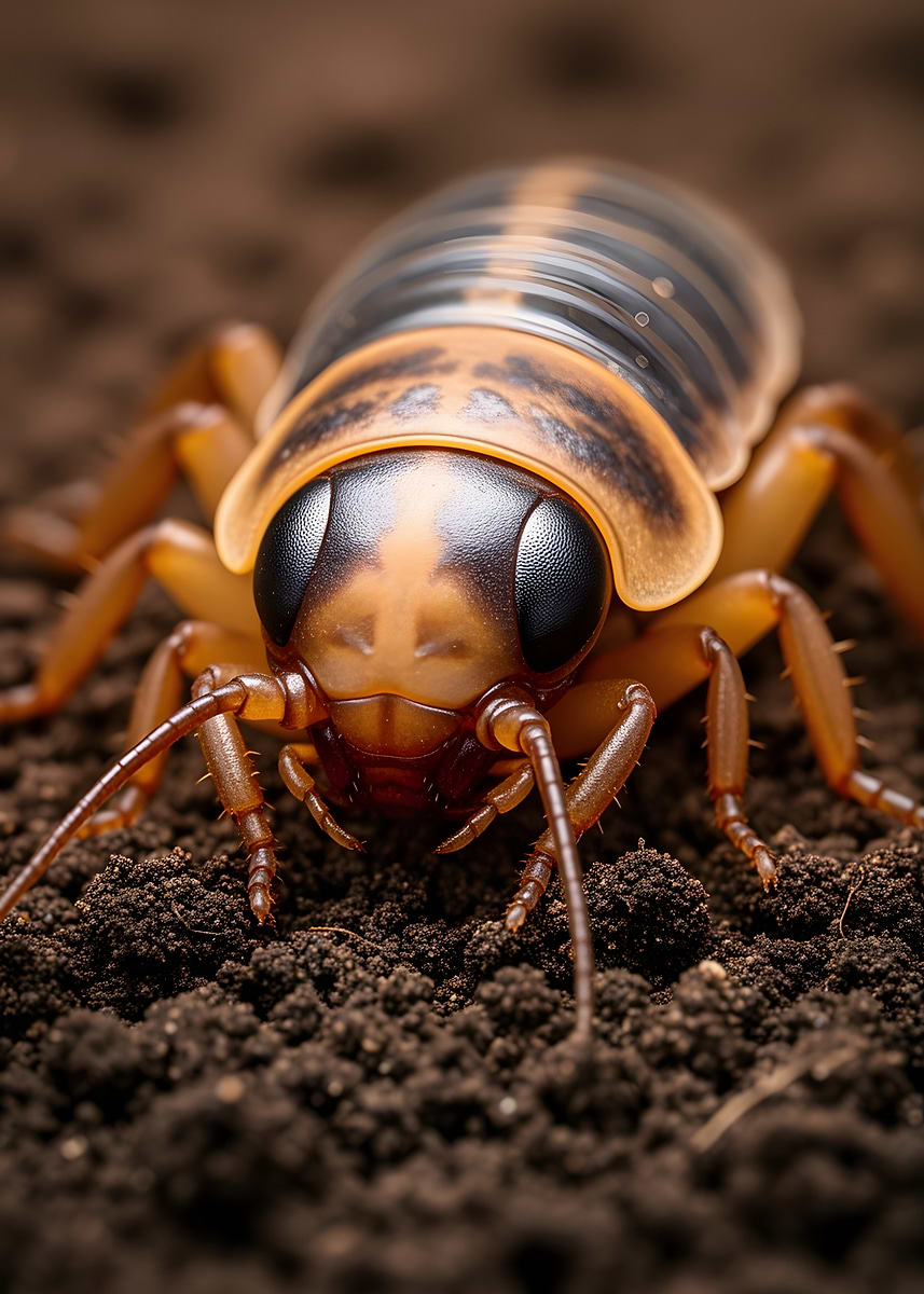 'Close-up of a Cockroach on Soil' Poster, picture, metal print, paint ...