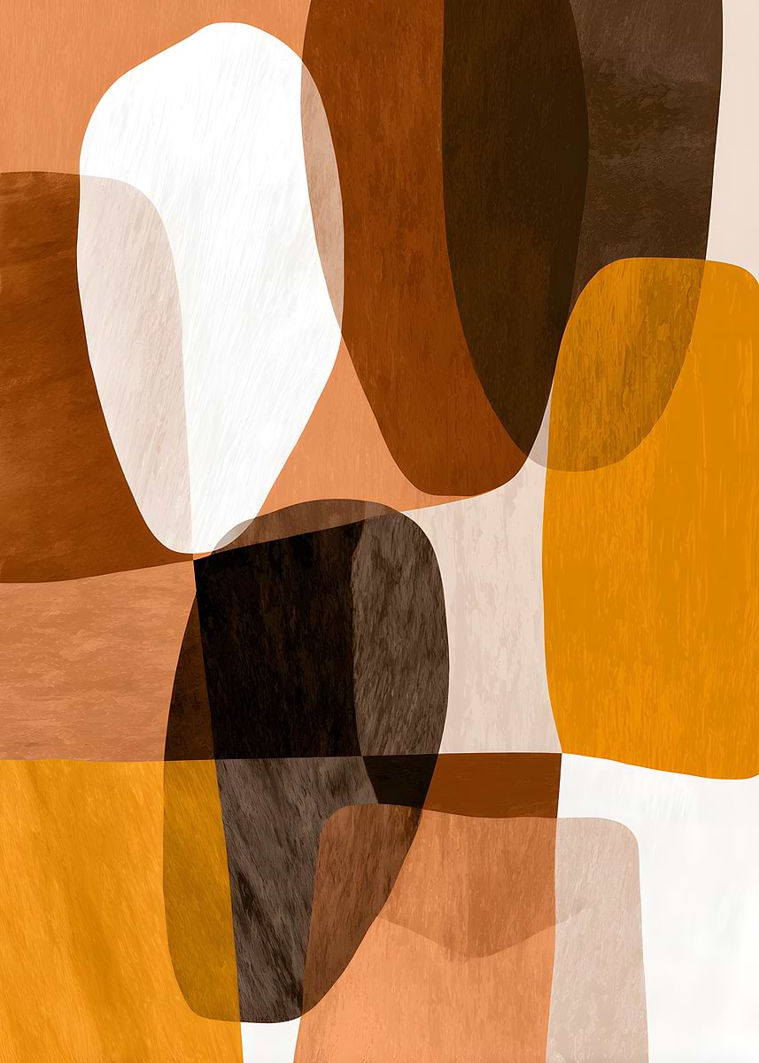 'Abstract Geometric Shapes in Earth Tones' Poster, picture, metal print ...