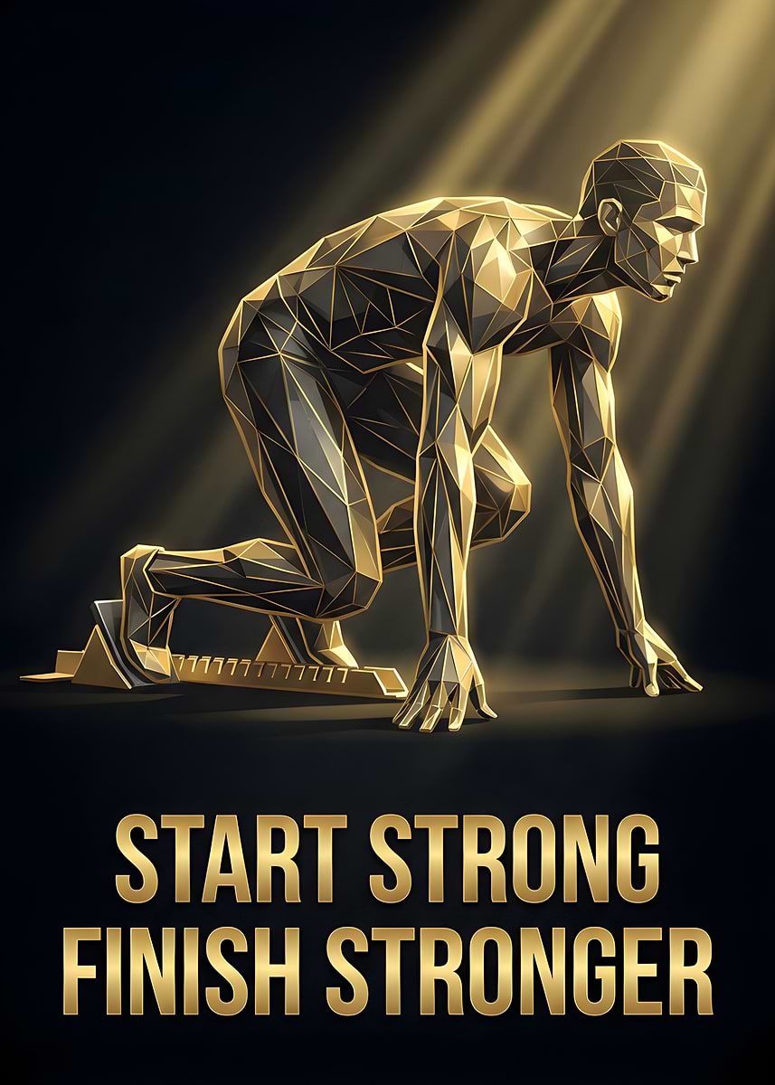 Start Fall Strong 'Start Strong Finish Stronger' Poster, picture, metal print, paint by ...