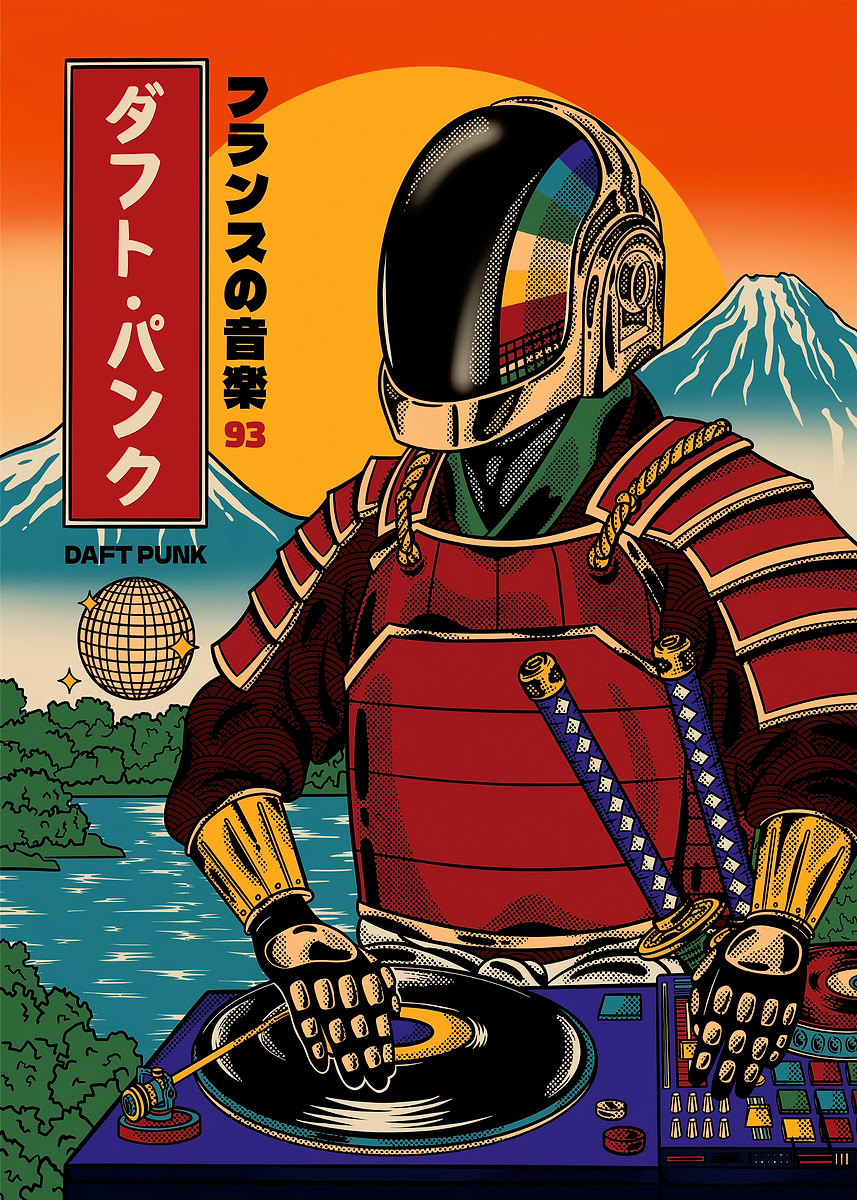 Daft Punk Samurai DJ' Poster, picture, metal print, paint by Yu