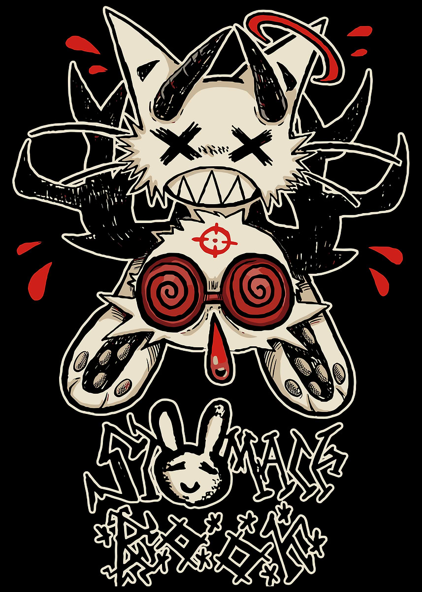 'Creepy Bunny Demon with Target' Poster, picture, metal print, paint by ...