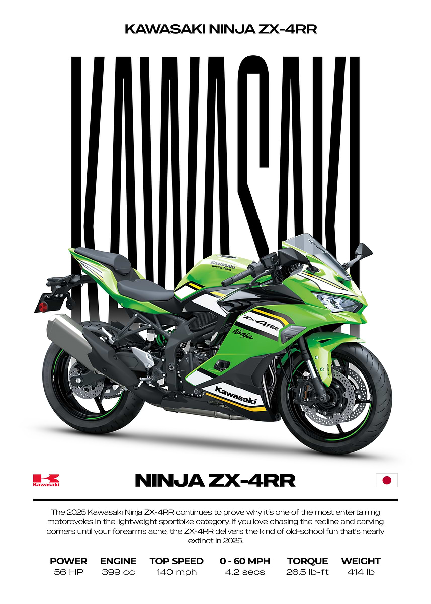 ポスター Kawasaki Ninja ZX-4RR Motorcycle Poster' Poster, picture, metal