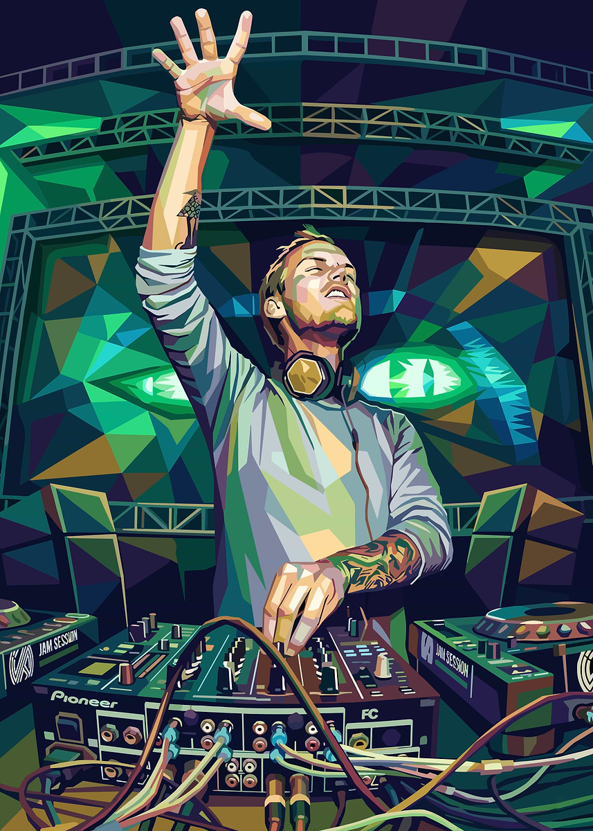 DJ Avicii Performing Live' Poster, picture, metal print, paint by