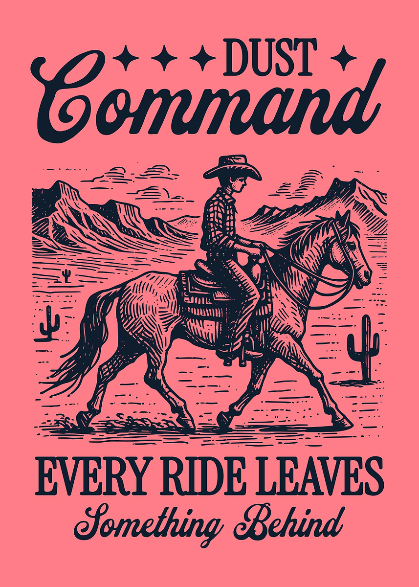 'Dust Command Cowboy Poster Vintage Western Horse Desert Rustic Wall ...