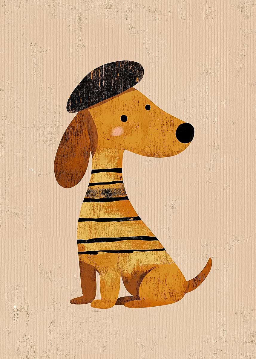 Dachshund Dog Wearing a Beret display picture 2