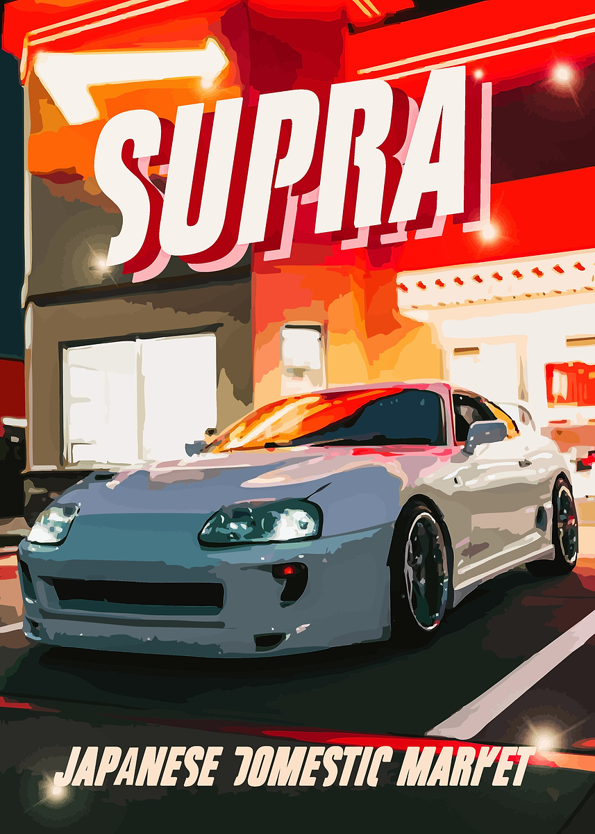 Toyota Supra JDM Poster' Poster, picture, metal print, paint by
