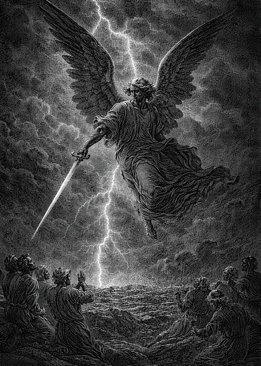 絵画 ANGEL 5 Angel with Sword and Lightning' Poster, picture, metal print